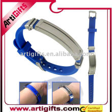 Promotional wristband Silicone bracelet with Stainless Steel clasp